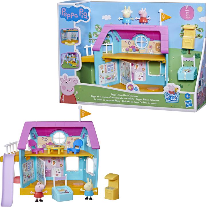 Produktbild Hasbro Peppas Kinder-Clubhaus, Vorschulspielzeug mit Soundeffekten, enthält 2 Figuren und 7 Acces