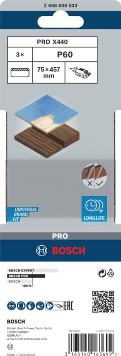 Actual product image Bosch Professional Zubehör PRO X440 sanding belt, 75 x 457 mm, G60 (60)
