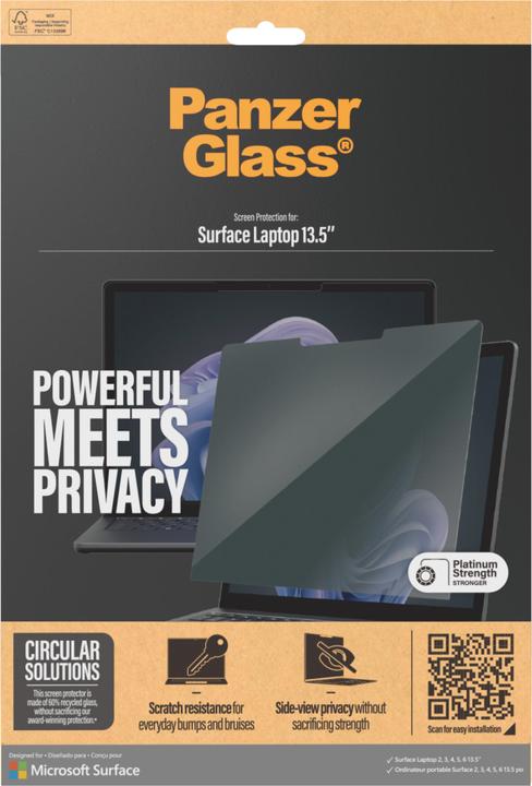 Actual product image PanzerGlass ® Privacy Filters Microsoft Surface Laptop 13.5" | 6 | 5 | 4 | 3 | 2, Polyethylene tere (13.50", 16 : 10)
