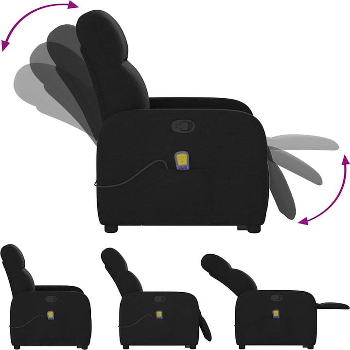 Actual product image VidaXL Massage chair with stand-up aid black fabric