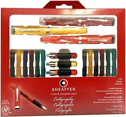 Actual product image Sheaffer Calligraphy Maxi Kit (3 plumes-20 cartouches) (Pink, 20 x)