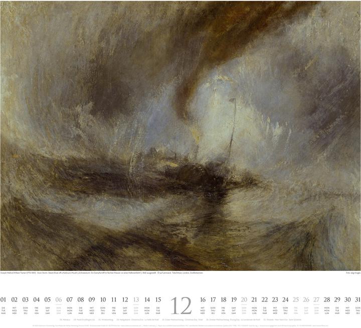 Produktbild William Turner Kalender 2026 (54 x 48 cm, Harter Einband, Französisch, Deutsch, Englisch)