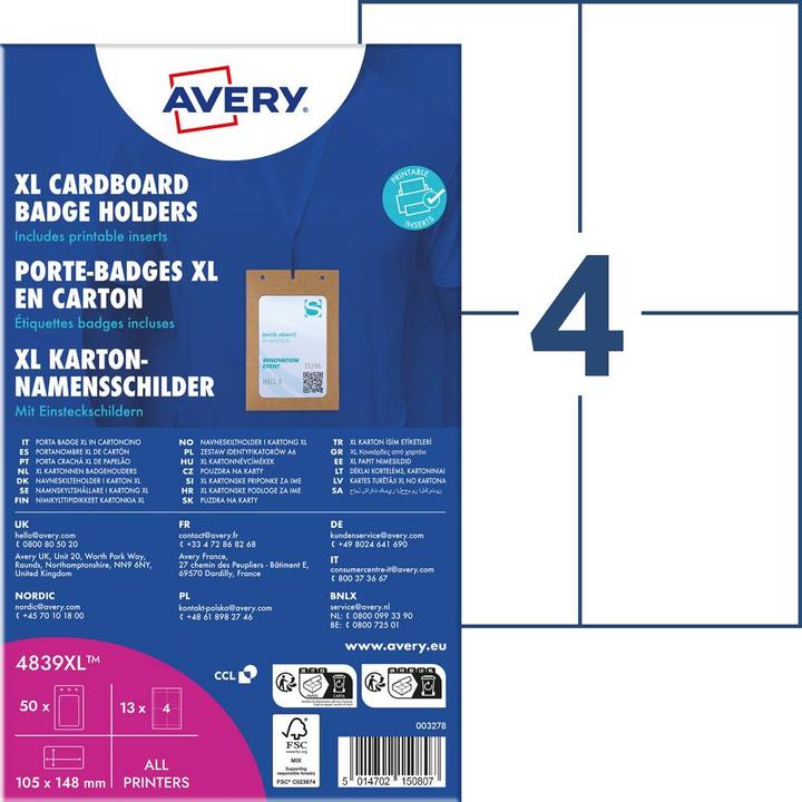 Produktbild Avery Namensschilder-Taschen gross