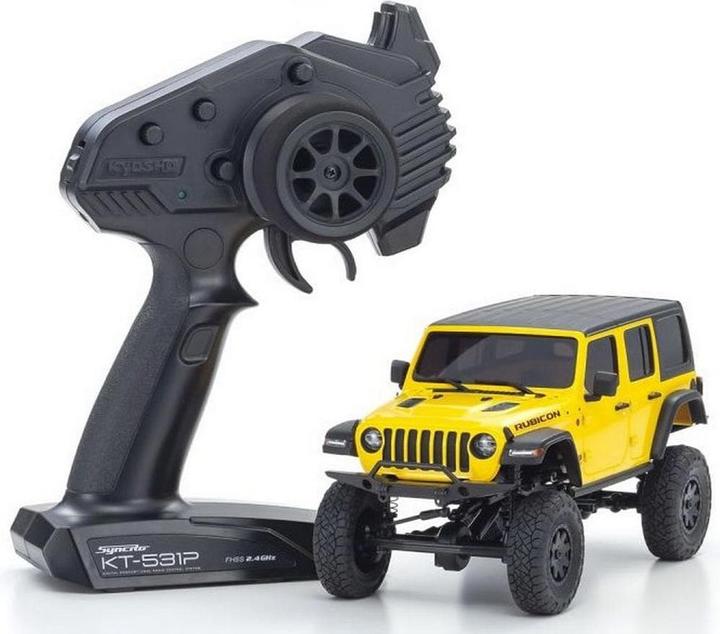 Image du produit Kyosho Scale Crawler Mini-Z Jeep Wrangler Rubicon, Jaune 1:24, ARTR (RTR Prêt à fonctionner)