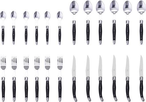 Produktbild Laguiole Besteck Set 24-teilig aus der Black White Line (24 Stück, Besteck Set)