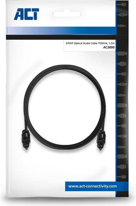 Image du produit Câble de connexion audio SPDIF TOSlink mâle - mâle de 1,2 mètre, Zip Bag (1.20 m, TOSLINK)