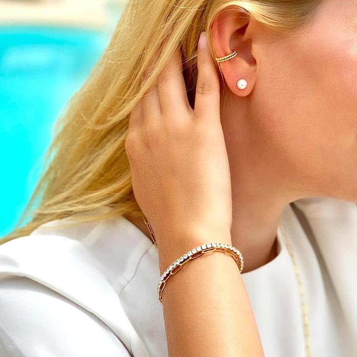 Immagine prodotto Candy Braccialetti per orecchie Pop, argento 925, placcati in oro (Placcato oro 18k, Argento 925)