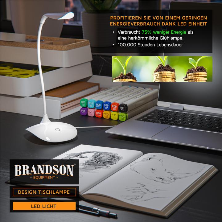 Produktbild Brandson USB Lampe, LED Schreibtischlampe, LED Tischlampe Tischleuchte Nachttischlampe, 3 Helligkeitsstufen (70 lm)