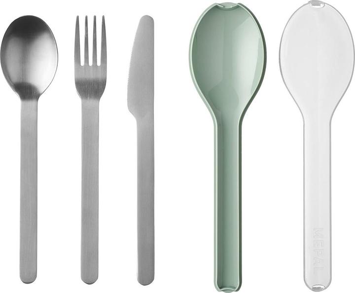Mepal Set di posate riutilizzabili ellipse 3 pezzi - salvia nordica (3 Pezzo/i, Set di posate)