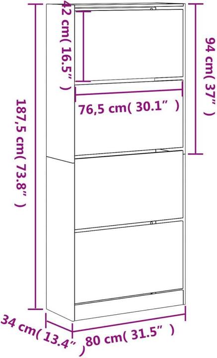 Image du produit VidaXL Jennica (80 x 34 x 187.5 cm)