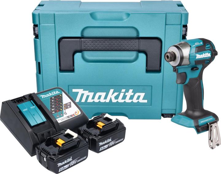 Actual product image Shots Makita DTD 173 RTJ Akku Schlagschrauber 18 V 180 Nm 1/4“ Brushless + 2x Akku 5,0 Ah + Ladegerät + (Rechargeable battery operated)