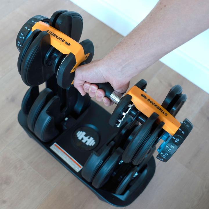 Immagine prodotto Rockbells Verstellbares Hantel- / Gewichtsystem (2 bis 24 kg) Sport / Fitness inkl. Abstellbasis (1 x 2 kg - 24 kg)