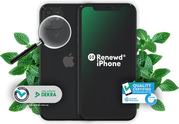 Actual product image Renewd iPhone 11 (64 GB, Black, 6.10", 12 Mpx, Dual SIM, A / Like new)