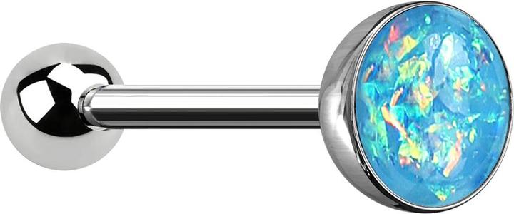 Produktbild Star Piercing Barbell silber mit Kugel und Kugel Opal aqua (ohne Messing, Chirurgenstahl 316L)