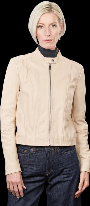 Hugo Boss Boss Orange Saleste Leather Jacket Open Beige