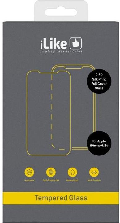Actual product image iLike iPhone 6/6S 2.5D Silk Print Full Cover Glass (1 Piece, Apple iPhone 6)