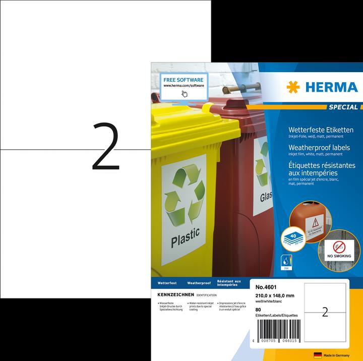 Produktbild HERMA Wetterfeste Inkjet Versandetiketten A4