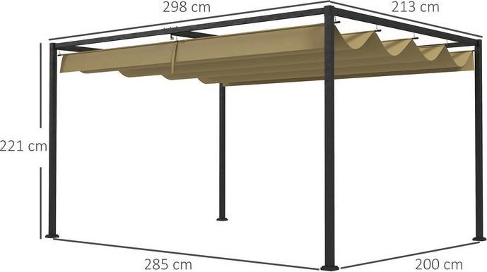 Produktbild Swisshandel24 Pergola 3x2m, mit verstellbares Dach, Freistehend, Sonnenschutz, Khaki (298 cm, 213 cm)