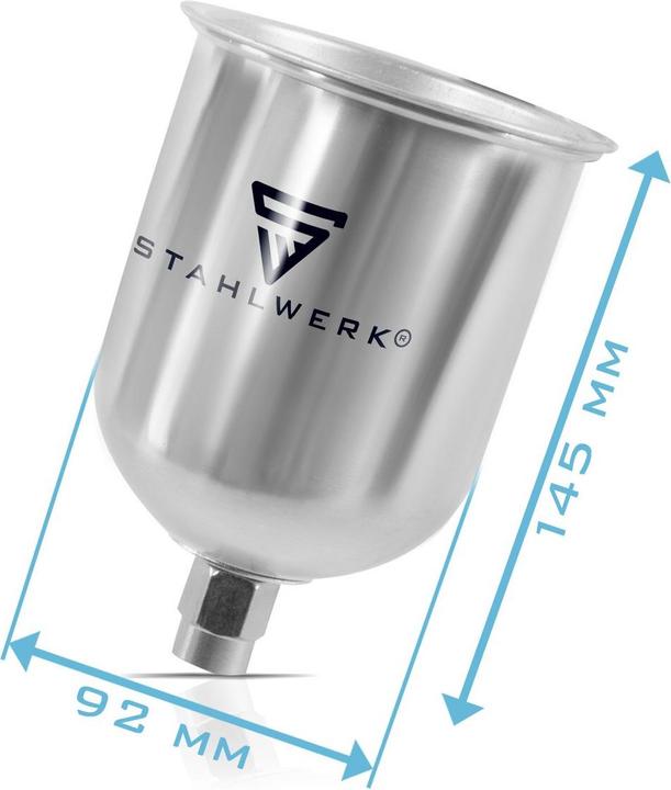Actual product image Stahlwerk Aluminium paint cup set / flow cup 125 ml and 600 ml paint cup