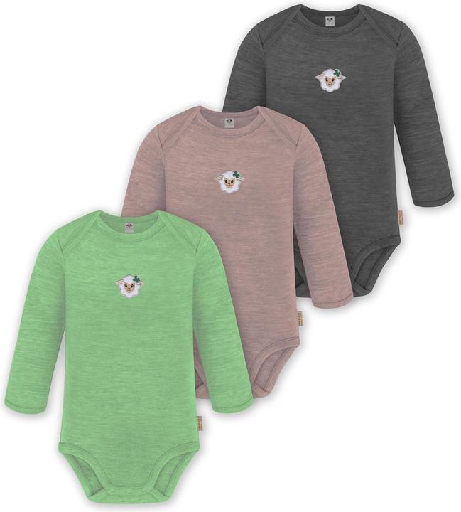 Normani 3er Pack Baby Merino Body Langarm „Auckland" - 9375