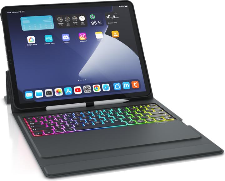 Produktbild Aplic Bluetooth Tablet Tastatur für iPad Pro 12,9 Zoll Gen 3 + 4, 500 mAh Akku, Keyboard mit Case (DE)