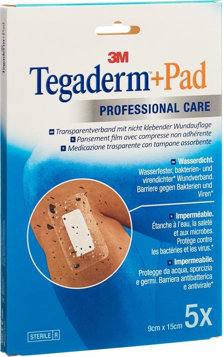 Produktbild 3M Tegaderm+Pad 9x15cm Wundkissen 4.5x10cm 5 Stk (5 x)