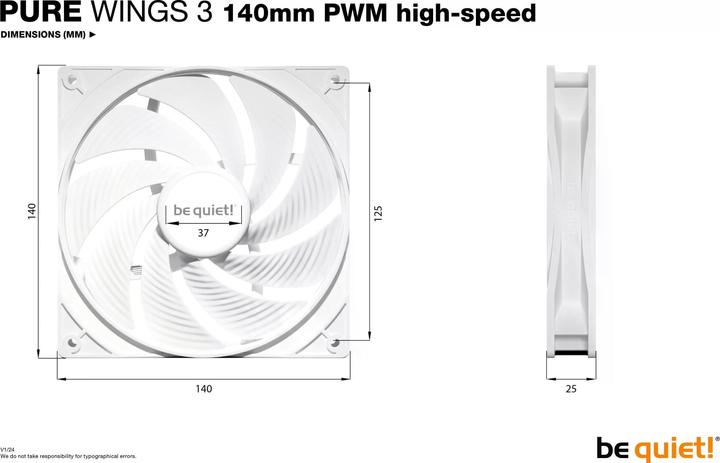 Image du produit be quiet! Pure Wings 3 PWM HS wh 140x140x25 (140 mm, 1 x)