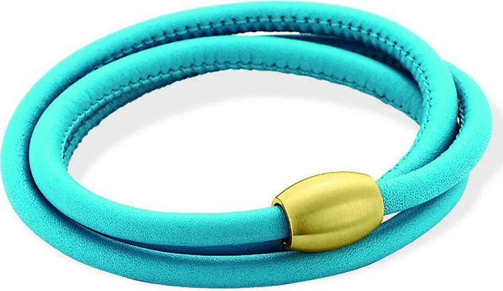 Produktbild Xen Lederarmband Türkis mit Magnetverschluss gelb vergoldet Längen zur Wahl (53 cm, Leder und Edelstahl)