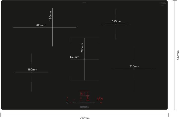 Produktbild Siemens iQ300, Induktionskochfeld, 80 cm, Schwarz, flächenbündig (integriert), EH801HFB1E
