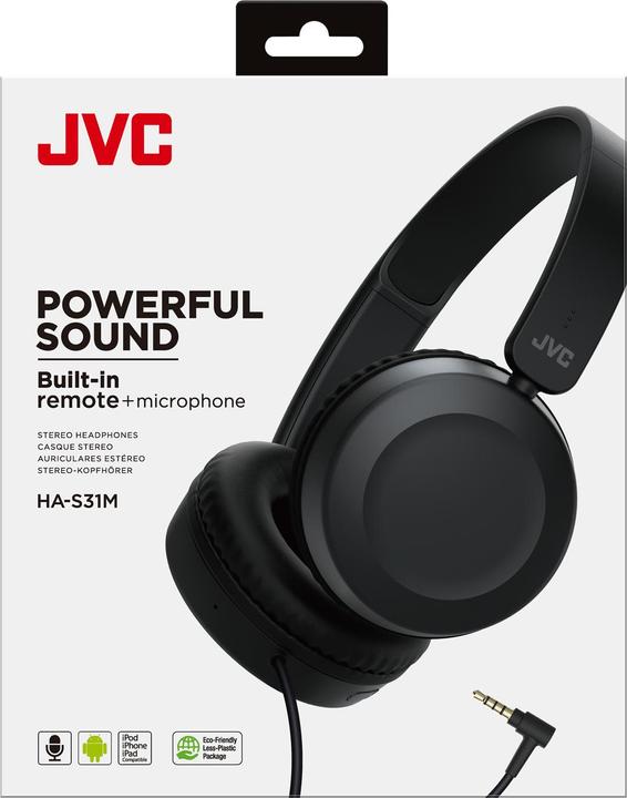 Produktbild JVC HA-S31M-B (On-Ear, JA, schwarze Farbe (ANC, Kabelgebunden)