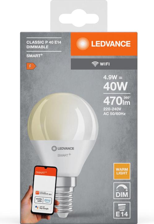 Actual product image Ledvance Smart+ Wifi Mini Bulb (E14, 4.90 W, 470 lm, 1 x, F)