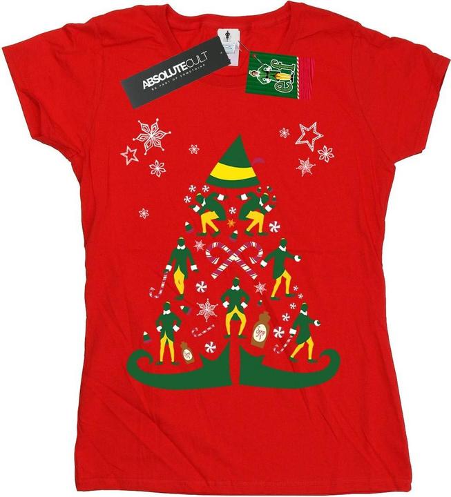 Actual product image Elf Womens/Ladies Christmas Tree Cotton T-Shirt (XXL)