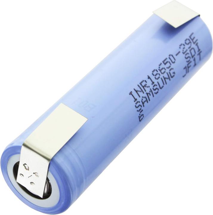 Actual product image Samsung Battery INR18650 29E + solder tag U (1 pcs., 18650, 2900 mAh)