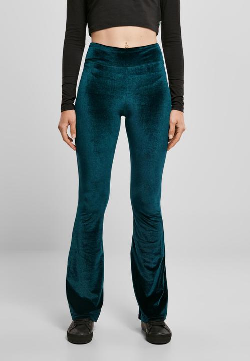 Actual product image Urban Classics Ladies High Waist Velvet Boot Cut Leggings (M)