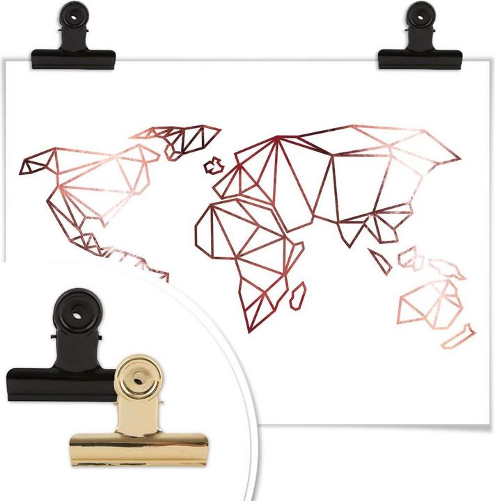 Produktbild Trenddeko Origami Weltkarte - Roségold-Optik (120 x 100 cm)