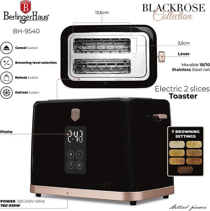 Actual product image BerlingerHaus Haus Wasserkocher & Toaster mit Digitalanzeige Black Rose Collection (1.70 l)