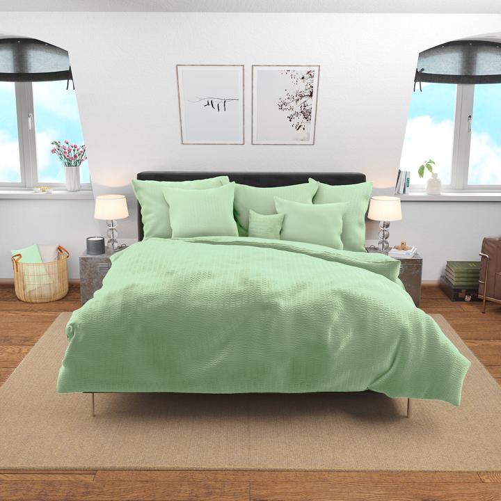 Immagine prodotto Lotus Bettwaren Biancheria da letto in raso Seersucker uni (Copripiumino, 160 x 210 cm)