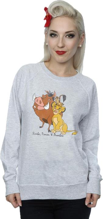 Actual product image The Lion King Womens/Ladies Classic Simba Timon & Pumba Heather Sweatshirt (L)