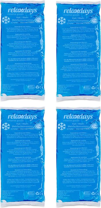 Valeurs nutritives et ingrédients Relaxdays 4x pad de refroidissement (4 x, 410 g)