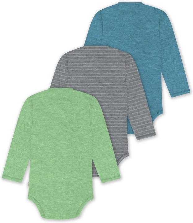 Actual product image Normani Set of 3 baby body wrap long sleeve toddler bodysuit made from merino wool - 9357 (44)