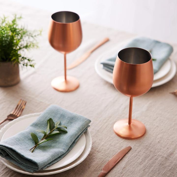 Produktbild Oak & Steel Edelstahl Weingläser Rosegold matt 4er-Set (50 cl, 4 Gläser, Weingläser Set)