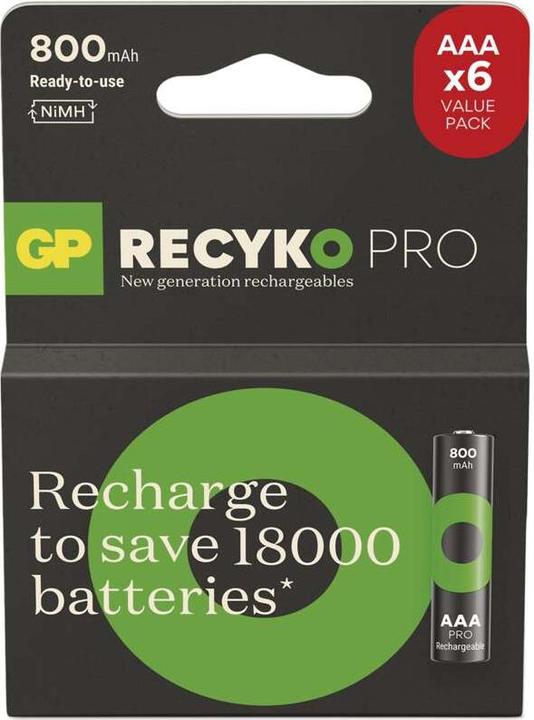 Produktbild GP Batteries GP Nab??jec?? bat. ReCyko Pro AAA (HR03) - 6ks (6 Stk., AAA, 800 mAh)