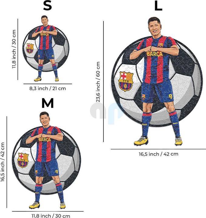 Image du produit Iconic FC Barcelone - Robert Lewandowski - puzzle en bois taille S (150 pièces) (150 pièces)