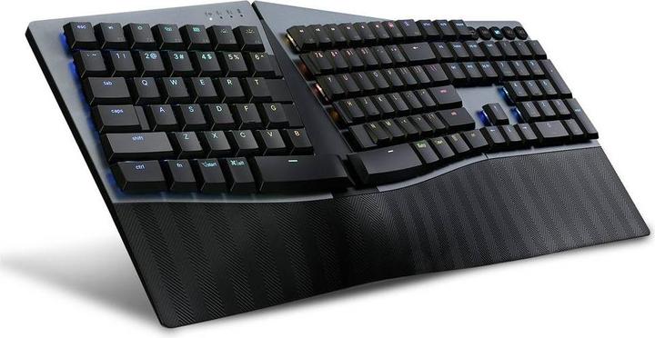 Actual product image Perixx PERIBOARD-835 BR DE, wireless RGB-illuminated ergonomic mechanical keyboard - flat bra (DE, Wireless)