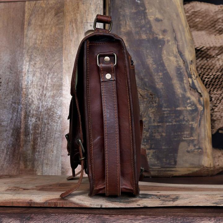 Produktbild Only-Bags.Store Leder Schulranzen Crossbody Bag, Männer Frauen Echtleder Messenger, Umhängetasche, Cross Body Bag