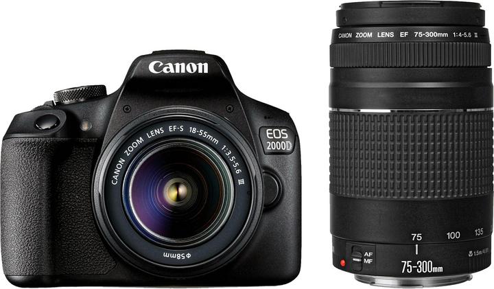 Immagine prodotto Canon EOS 2000D Kit EF-S 18-55 mm III + EF 75-300 mm III (18 - 55 mm, 24.10 Mpx, APS-C / DX)