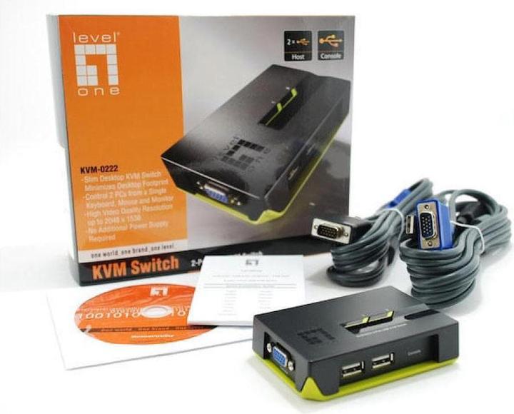 Actual product image LevelOne KVM-0222, 1 User - 2 PCs, USB