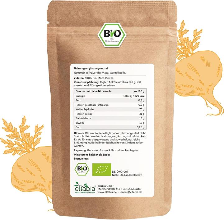 Immagine prodotto Eltabia Polvere di maca biologica | Polvere di maca premium dal Perù (Polvere, 200 g)