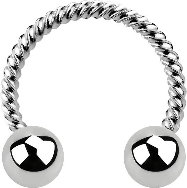 Immagine prodotto Star Piercing Micro Circular Barbell in argento intrecciato con due palline (senza ottone, Acciaio chirurgico 316L)
