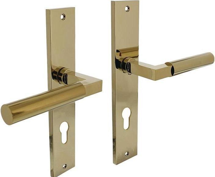 Immagine prodotto Intersteel Langschildschildgarnitur Baustil Aluminium F3 Messing PZ 72 mm DIN links / rechts (Set di porte)
